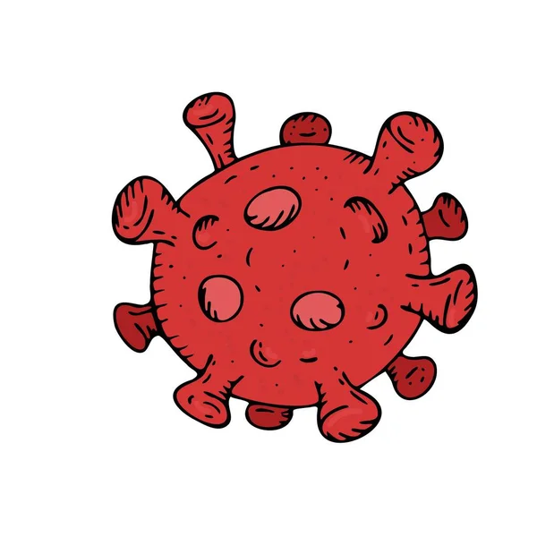 Vector Elemento Aislado Virus Coronavirus Rojo Brillante Sin Fondo Mano — Archivo Imágenes Vectoriales