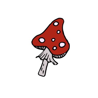 El çizimi vektör renk çizimi, arkaplanı olmayan element, doğada uçucu agarik