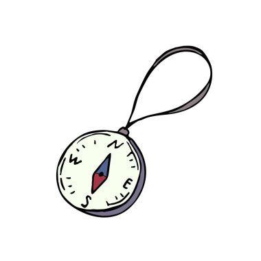 El çizimi vektör renk çizimi, arka plansız element, kamp için pusula