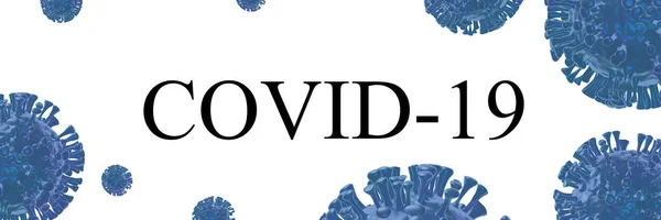 Ilustração 3d, coronovirus azul, banner em um fundo branco — Fotografia de Stock