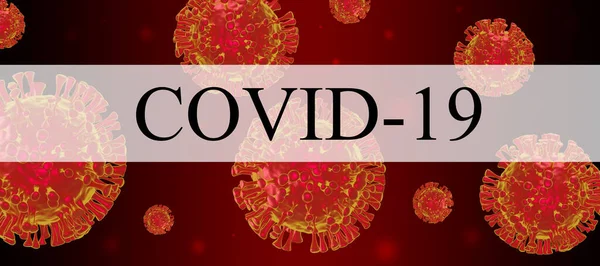 Ilustração 3d, vírus coronovirus, banner em um fundo escuro — Fotografia de Stock