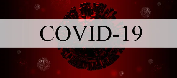 3D εικονογράφηση, ιός coronovirus, banner σε σκούρο φόντο — Φωτογραφία Αρχείου