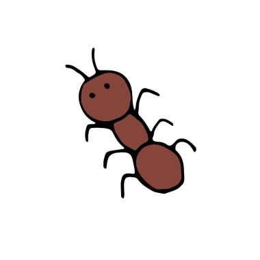 vektör rengi el çizimi illüstrasyon, arkaplanı olmayan element, kahverengi karınca