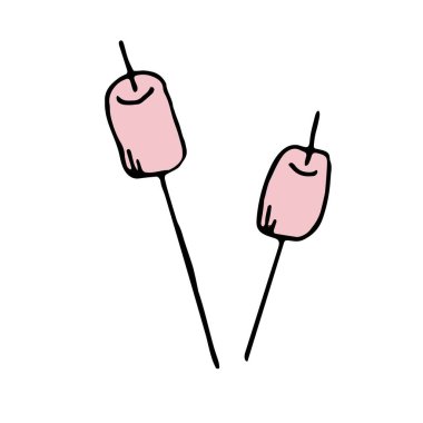 vektör rengi el çizimi illüstrasyon, arkaplansız element, çubuk üzerinde pembe lokum