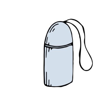 vektör rengi el çizimi illüstrasyon, arkaplansız element, mavi termos