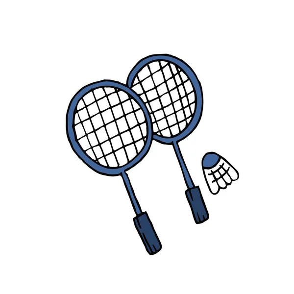 Ručně Kreslené Vektorové Barevné Ilustrace Prvek Bez Pozadí Badminton Pro — Stockový vektor