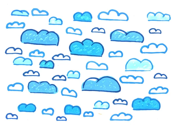 Fundo Abstrato Mão Livre Com Materiais Vivos Nuvens Azuis Com — Fotografia de Stock