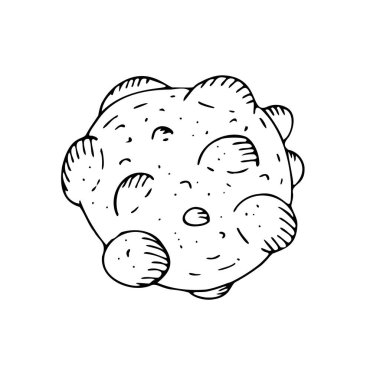 vektör izole öge, arka plan olmadan siyah ve beyaz koronavirüs virüsü, karalama stilinde elle çizilmiş