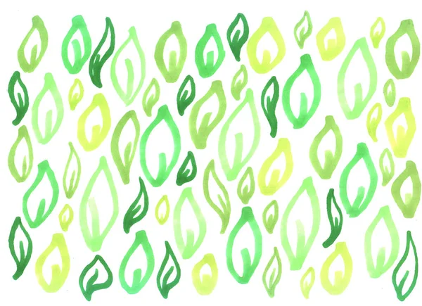 Ελεύθερο Αφηρημένο Φόντο Ζωντανά Υλικά Πράσινα Φύλλα Μαρκαδόρους Λευκό Φόντο — Φωτογραφία Αρχείου