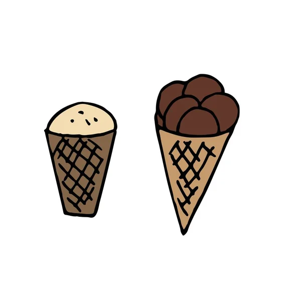 Illustrazione Disegnata Mano Colori Vettoriale Elemento Senza Sfondo Gelato Cioccolato — Vettoriale Stock