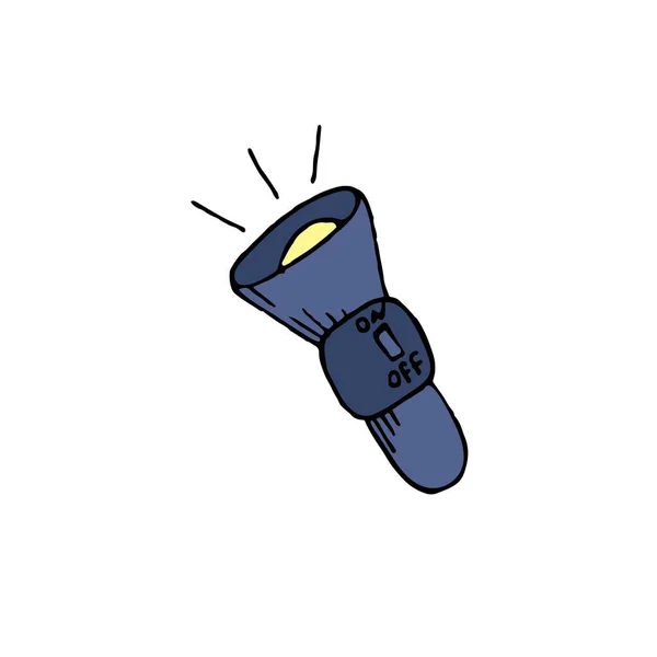 Élément sans fond, lampe de poche bleue, illustration de couleur vectorielle dessinée à la main , — Image vectorielle