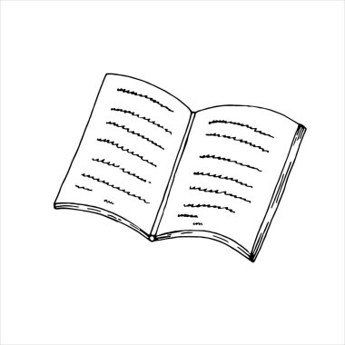 vektör karalama izole öge, kağıt gerçek kitap aç