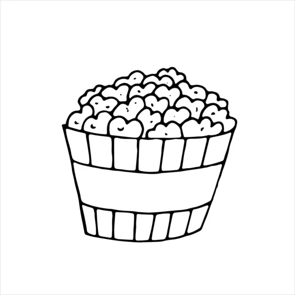 Vector Geïsoleerd Element Doodle Stijl Verpakking Popcorn Voor Het Kijken — Stockvector