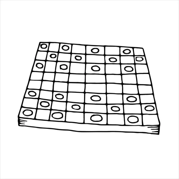 Διάνυσμα Απομονωμένο Στοιχείο Στυλ Doodle Checkers Επιτραπέζιο Παιχνίδι — Διανυσματικό Αρχείο