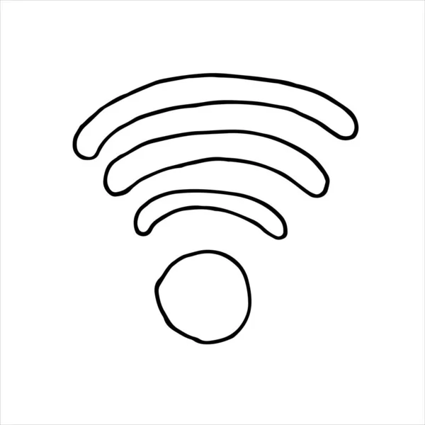 Elemento Isolado Vetor Estilo Doodle Ícone Wifi Internet Livro Colorir —  Vetores de Stock