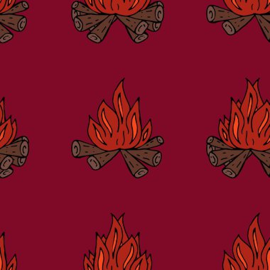 Serbest vektör şablonu, şenlik ateşi, bordo bir arka planda ateş