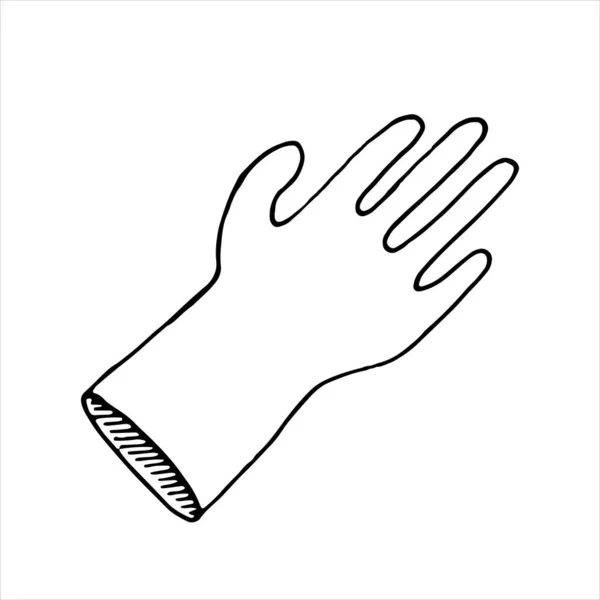 Vektor Isoliertes Element Doodle Stil Medizinische Handschuhe Zum Schutz Malbuch — Stockvektor