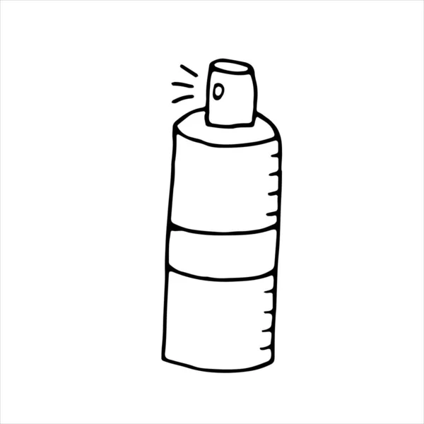 Vector Isolated Element Doodle Style Antiseptic Sanitizer Spray Aerosol Coloring — Stock Vector