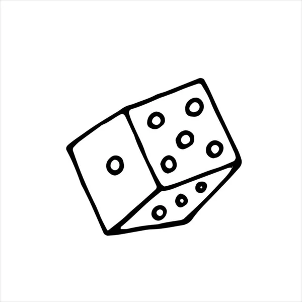 Elemento Isolado Vetor Estilo Doodle Cubo Para Jogos Tabuleiro Cubo — Vetor de Stock