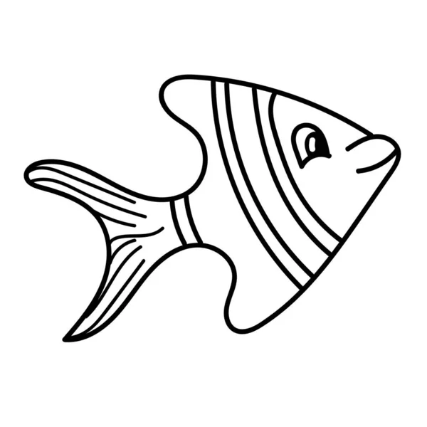 Vektor Element Schwarz Weiß Zeichnung Eines Meeresbewohners Doodle Färbung Niedliche — Stockvektor