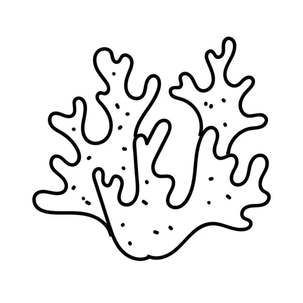 Elemento Vetorial Desenho Preto Branco Habitante Marinho Coloração Doodle Algas — Vetor de Stock