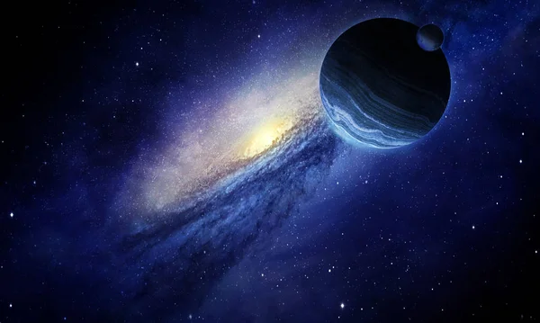 Abstrakt Utrymme Illustration Bild Planet Jupiter Ljus Nebulosa Och Stjärnor — Stockfoto