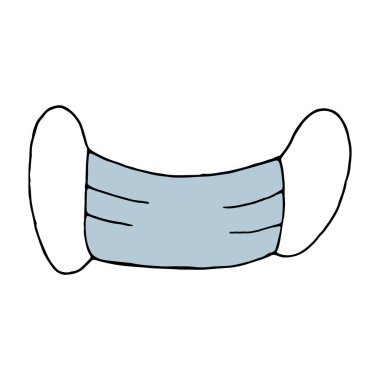 renk Doodle biçimi vektör izole öge, koruyucu tıbbi maske.
