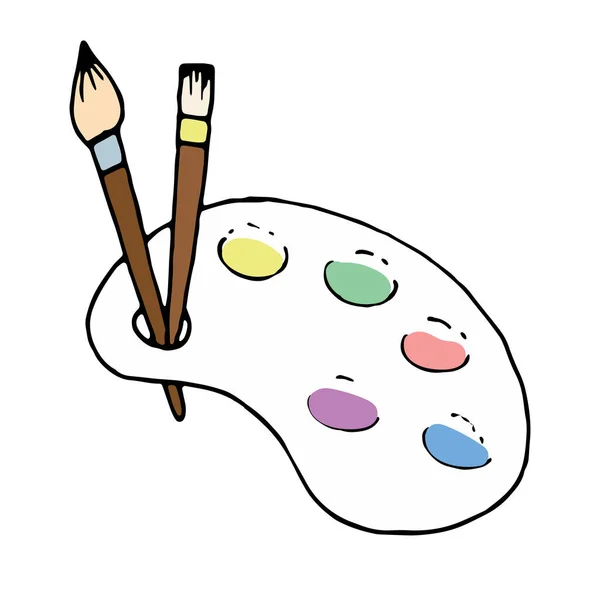 Vector Color Elemento Aislado Estilo Doodle Paleta Pintura Con Pinceles — Vector de stock