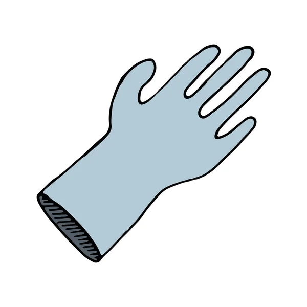 彩色矢量隔离元件的涂鸦风格 医用手套的保护 — 图库矢量图片