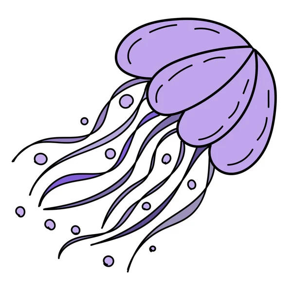 Elemento Vector Color Dibujo Habitante Marino Doodle Colorear Medusas Mar — Vector de stock