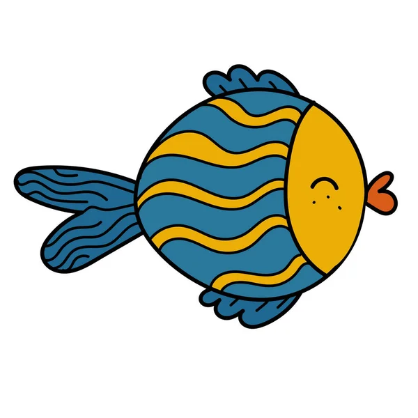 Farbvektorelement Zeichnung Eines Meeresbewohners Doodle Färbung Niedliche Kleine Fische — Stockvektor