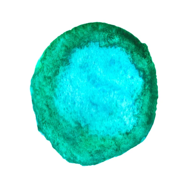 Абстрактный Акварель Красочное Пятно Свободный Рисунок Ярко Зелено Синий Круг — стоковое фото