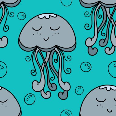 vektörsüz tekrarlayan desen, tatlı denizanası su ve hava kabarcıkları