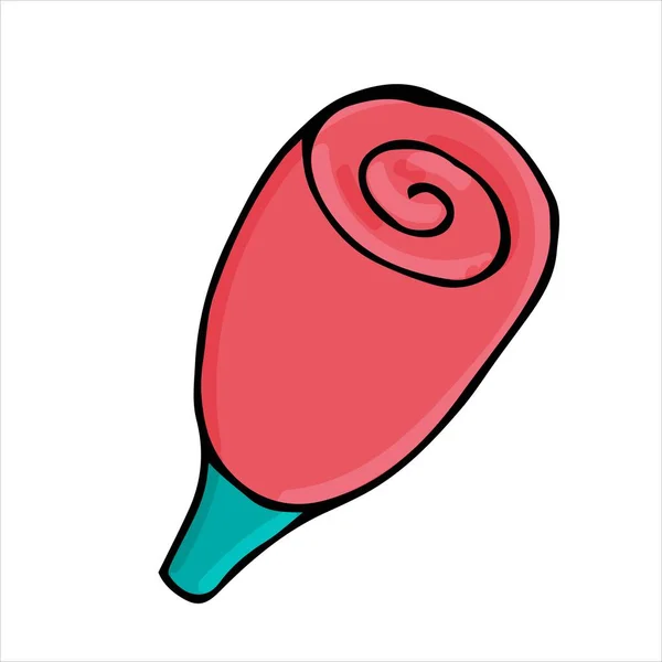 Elemento Vettore Stile Doodle Disegno Colore Del Bocciolo Rosa Carino — Vettoriale Stock