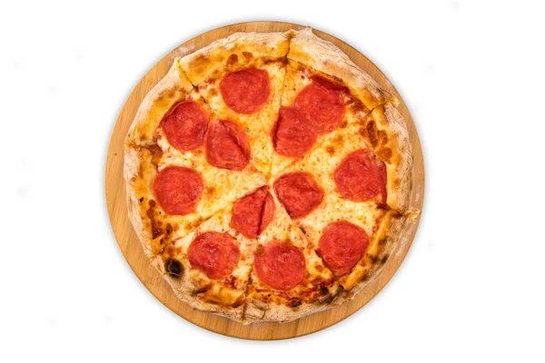 Pizza Apetitosa Aislada Sobre Fondo Blanco Vista Superior —  Fotos de Stock