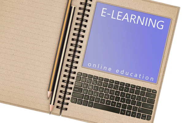 Notepad Klávesnicí Obrazovkou Nápisem Learning Online Vzdělávání Koncept Distančního Vzdělávání — Stock fotografie