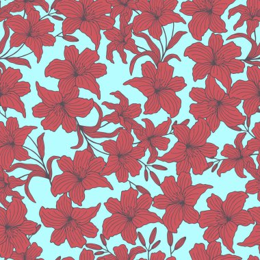 Zambak çiçek açar ve iz bırakır. eps10 vektör illüstrasyonu.