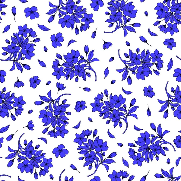 Seamless Pattern Flowers Buds Leaves Vector Illustration — Stock Vector