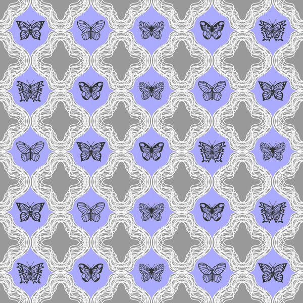 蝶のシームレスなパターン ベクターイラスト — ストックベクタ
