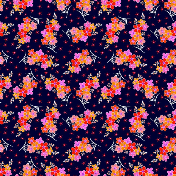 Modèle Sans Couture Fleurs Bourgeons Feuilles Illustration Vectorielle — Image vectorielle