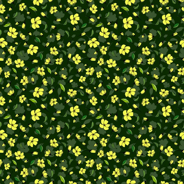Nahtloses Muster Aus Blüten Knospen Blättern Vektorillustration — Stockvektor
