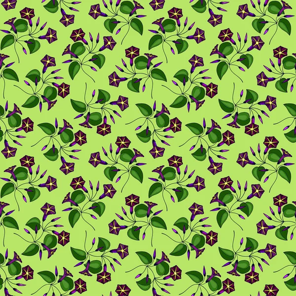 Seamless Pattern Flowers Buds Leaves Vector Illustration — Stock Vector