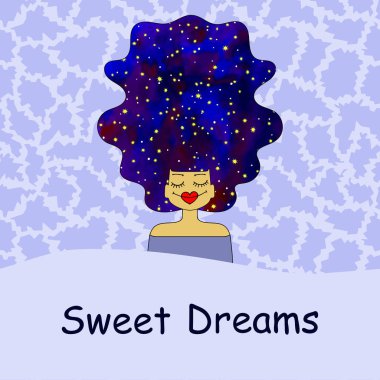 Tatlı rüyalar - kart. Eps10 vektör stok çizimi. el çizimi