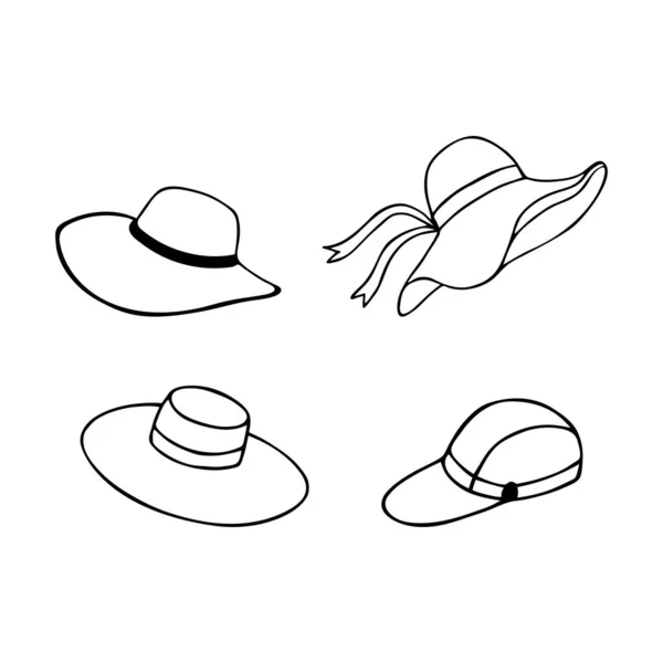 Ensemble Chapeaux Eps Illustration Vectorielle Stock Dessin Manuel Grandes Lignes — Image vectorielle