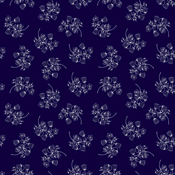 Motif Sans Couture Cloches Fleurs Dessinées Main Illustrations Vectorielles Eps10 — Image vectorielle