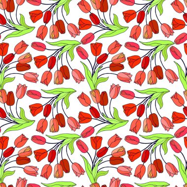 Lale kusursuz desen. Eps10 vektör stok çizimi. el çizimi