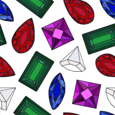 Kusursuz elmas deseni yakut, safir, ametist, zümrüt, elmas. eps10 vektör stok illüstrasyonu