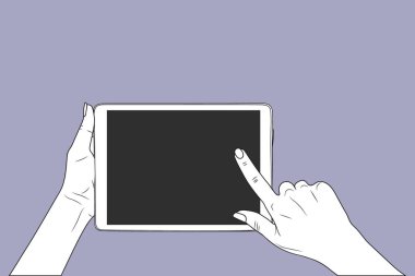 Modern dijital tablet tutan kişi