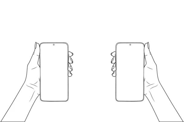 Personnes Tenant Téléphone Intelligent Avec Écran Clair — Image vectorielle