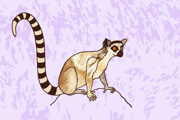 Niedlicher Lemur Mit Ast — Stockvektor